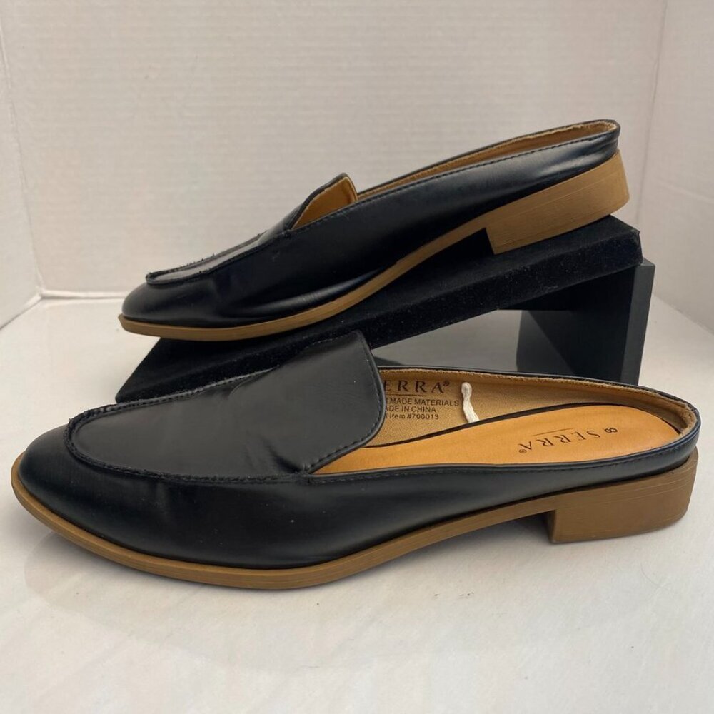 Serra Black Man-Made Slip-On Mule Loafers Women’s Size 8 Low Heel Office Comfort